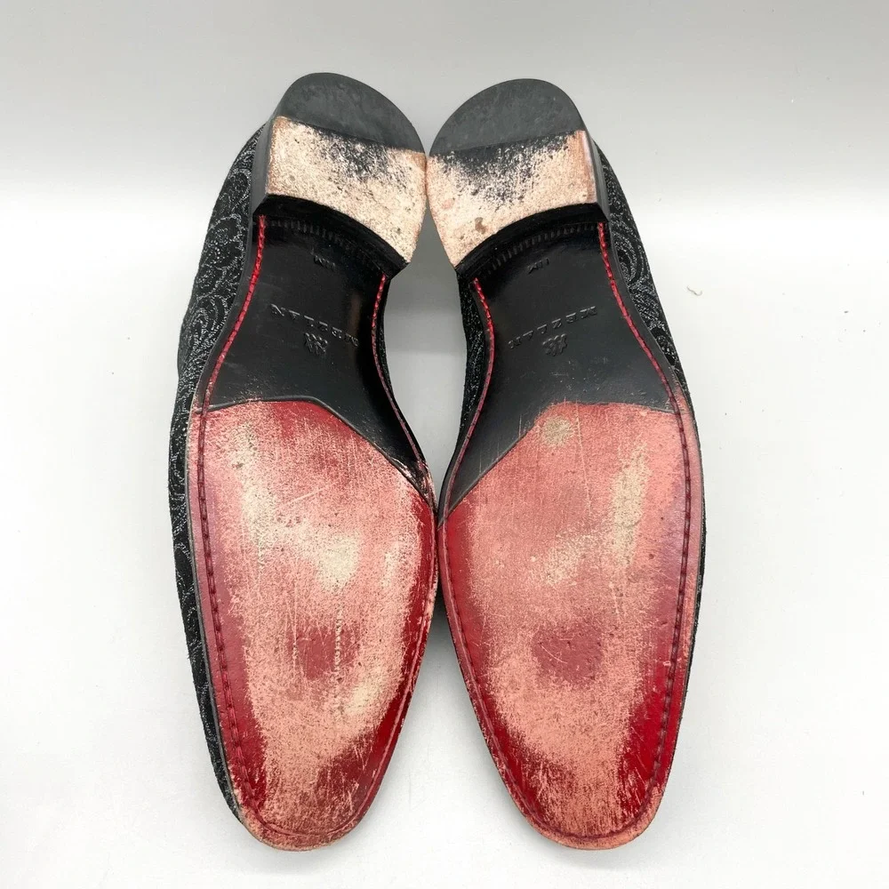 Mezlan Mens 11M Damon Loafers Black Silver Glitter Paisley Tuxedo Wedding Dandy_7